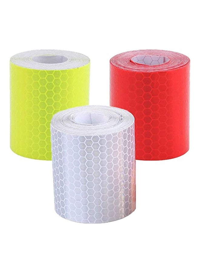 Generic Reflective Tape,3 Pack High Visibile Safety Warning Tapes Sticky Reflective Film for Cars Bikes Helmets Clothes White Red Green 5CM*3M  - Image 1
