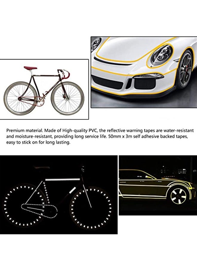Generic Reflective Tape,3 Pack High Visibile Safety Warning Tapes Sticky Reflective Film for Cars Bikes Helmets Clothes White Red Green 5CM*3M  - Image 2