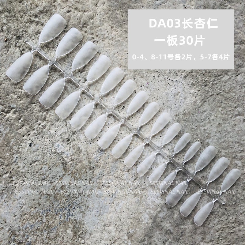 Generic Nail art shop special NDK nail piece wholesale ultra-thin transparent seamless non-engraved matte extension wear nail patch DA03 Long Almond Strip