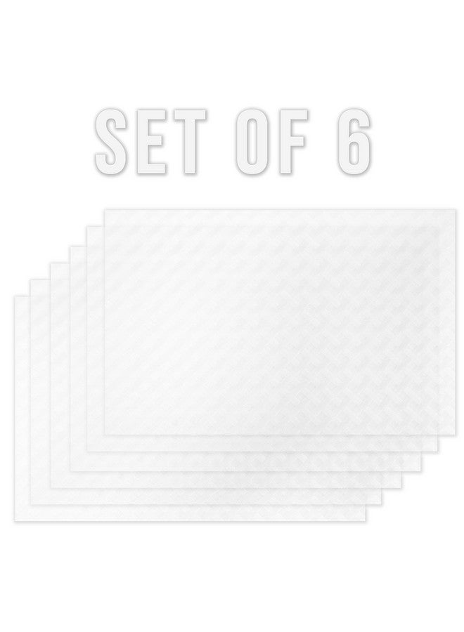 ElastPro مجموعة 6 حصائر إليست برو مقاومة للحرارة، حصائر مقاومة للبقع وقابلة للغسل، حصائر لطاولة الطعام والثلاجة (نمط مائل، شفاف) - Image 2