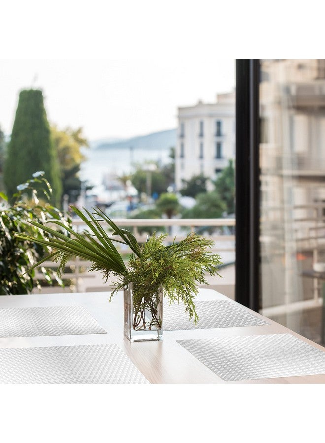 ElastPro مجموعة 6 حصائر إليست برو مقاومة للحرارة، حصائر مقاومة للبقع وقابلة للغسل، حصائر لطاولة الطعام والثلاجة (نمط مائل، شفاف) - Image 4