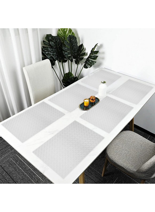 ElastPro مجموعة 6 حصائر إليست برو مقاومة للحرارة، حصائر مقاومة للبقع وقابلة للغسل، حصائر لطاولة الطعام والثلاجة (نمط مائل، شفاف) - Image 3