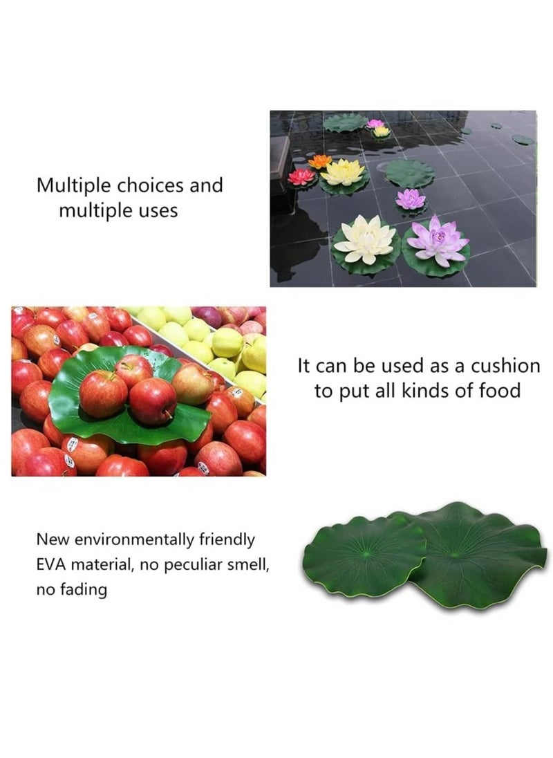 SYOSI 10 Pcs Artificial Lotus Leaves Floating Lotus Leaves, Floating Lily Pads Plastic Foam Water Lily Foliage for Koi Fish Pool Aquarium Crafts Decoration Green  - Image 2