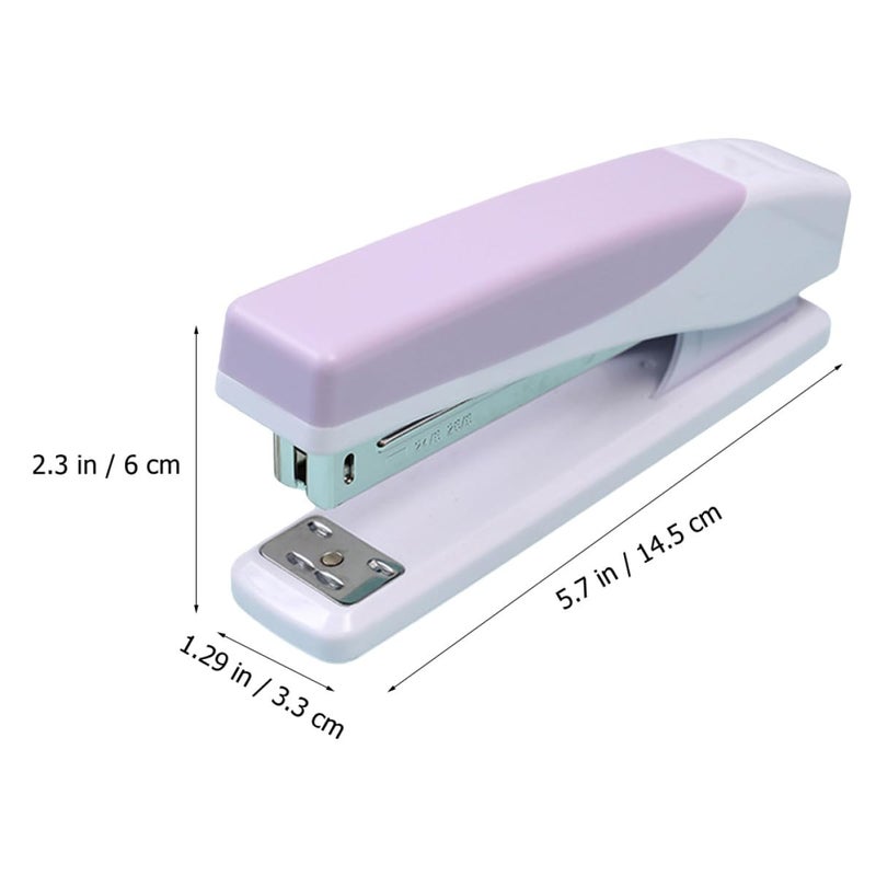 Extended Handle Large Capacity Desk Stapler Lavender Purple Rotating Spring Mechanism - Image 3