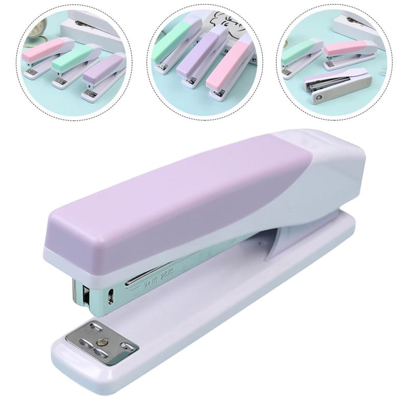 Extended Handle Large Capacity Desk Stapler Lavender Purple Rotating Spring Mechanism - Image 5