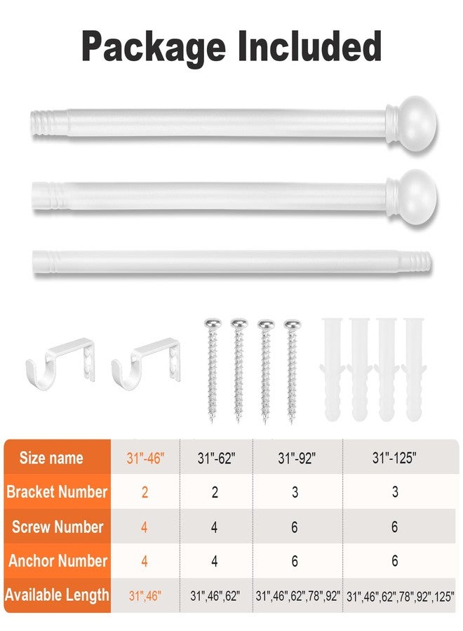 Brunttype Curtain Rods for Windows 31"- 46", White Curtain Rod Adjustable by Splicing, 5/8 inch Small Curtain Rod for Bedroom, Living Room, Kitchen and Outdoors - Image 5