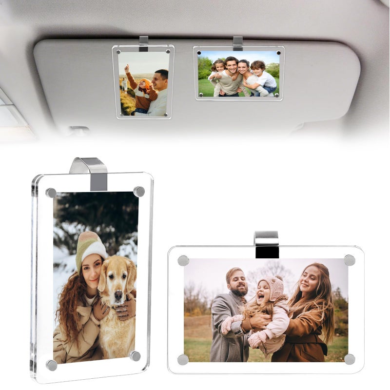 Sereficy Car Picture Holder, Acrylic Magnetic Visor Photo Clip, Personalized Picture Frame, Decorate your Car Visor Clip with Family & Personal Photos - Image 1