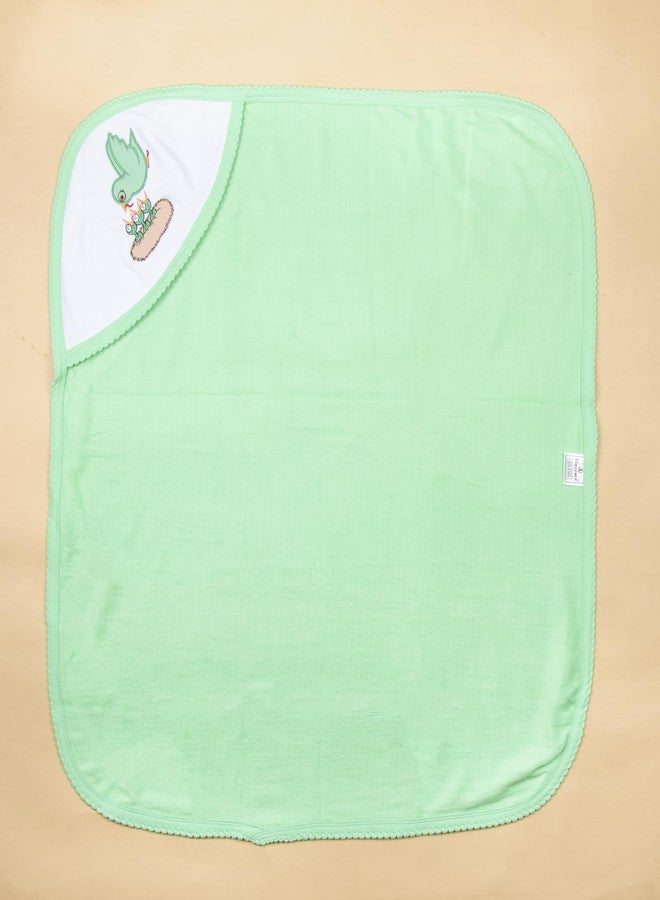 Tinycare Cotton Bath Hooded Towel for New Born, Extra Soft Outside Interlock Stripes Inside Terry, Printed Towel for Kids/Toddler/Infants 72 x 72cm Quick Absorbent (Green- Pack of 1) 0-12 Months - Image 4