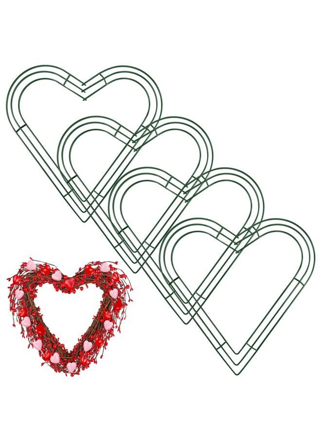 Aodaer 4 Pack 12 Inch Heart Wire Wreath Frame Heart Metal Wreath Garland Green Wire Flower Wreath for Valentine's Day, Wedding Party, Home Ceremony Decoration - Image 1