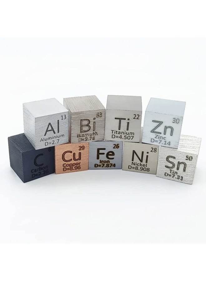 Magerial 9 PCS Element Cube Set 10mm Density Cubes Up to 99.99% Purity Daily Metal Cubest Titanium Carbon Lead Nickel Iron Copper Zinc Aluminium Tin - Image 2
