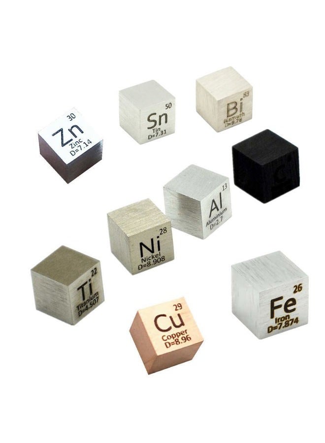 Magerial 9 PCS Element Cube Set 10mm Density Cubes Up to 99.99% Purity Daily Metal Cubest Titanium Carbon Lead Nickel Iron Copper Zinc Aluminium Tin - Image 1