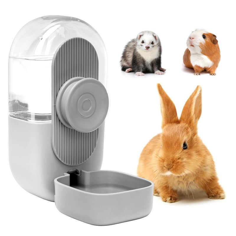 Kenond 28oz Hanging Automatic Rabbit Water Bottle, Guinea Pig Water Bottle No Drip, Gravity Water Dispenser for Cage, Suitable for Guinea Pig, Bunny, Hamsters and Other Small Animals(Gray) - Image 1