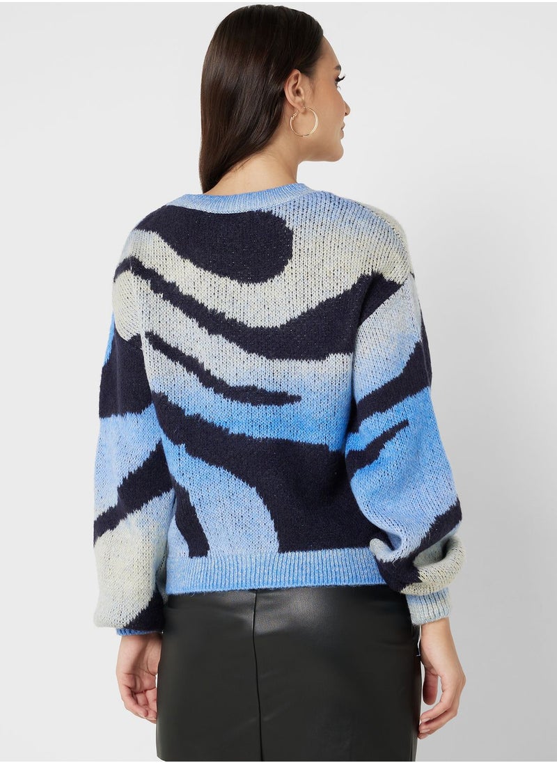ONLY - Round Neck Printed Sweater - Image 1