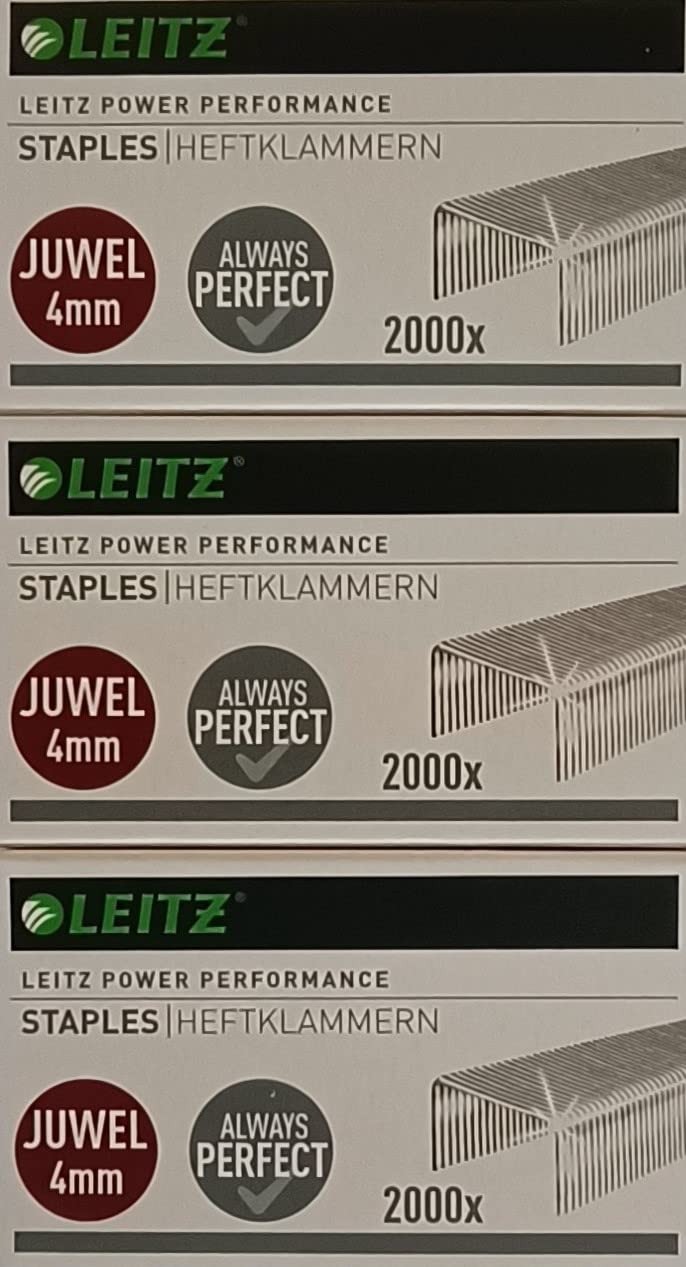 LEITZ Juwel Staples Galvanised 6000 Pieces (3 Packs / 4 mm) - Image 1