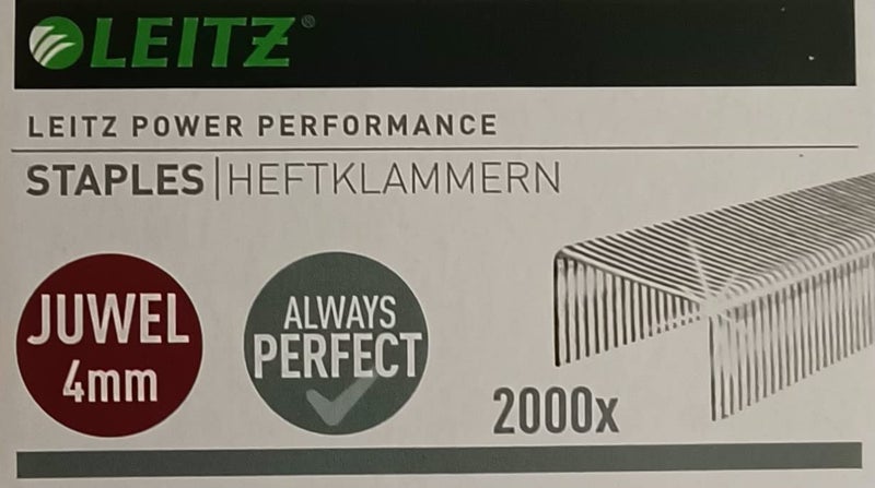 LEITZ Juwel Staples Galvanised 6000 Pieces (3 Packs / 4 mm) - Image 2