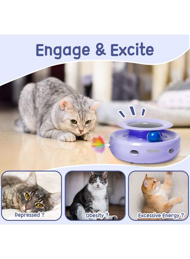 ORSDA Cat Toys, 2-in-1 Interactive Cat Toys for Indoor Cats, Automatic Cat Toy Balls, Mice Toys Ambush Feather Kitten Toys with 7pcs Attachments, Dual Power Supplies, Adjustable Speed, Auto On/Off - Image 3