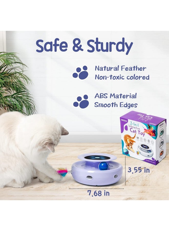 ORSDA Cat Toys, 2-in-1 Interactive Cat Toys for Indoor Cats, Automatic Cat Toy Balls, Mice Toys Ambush Feather Kitten Toys with 7pcs Attachments, Dual Power Supplies, Adjustable Speed, Auto On/Off - Image 2