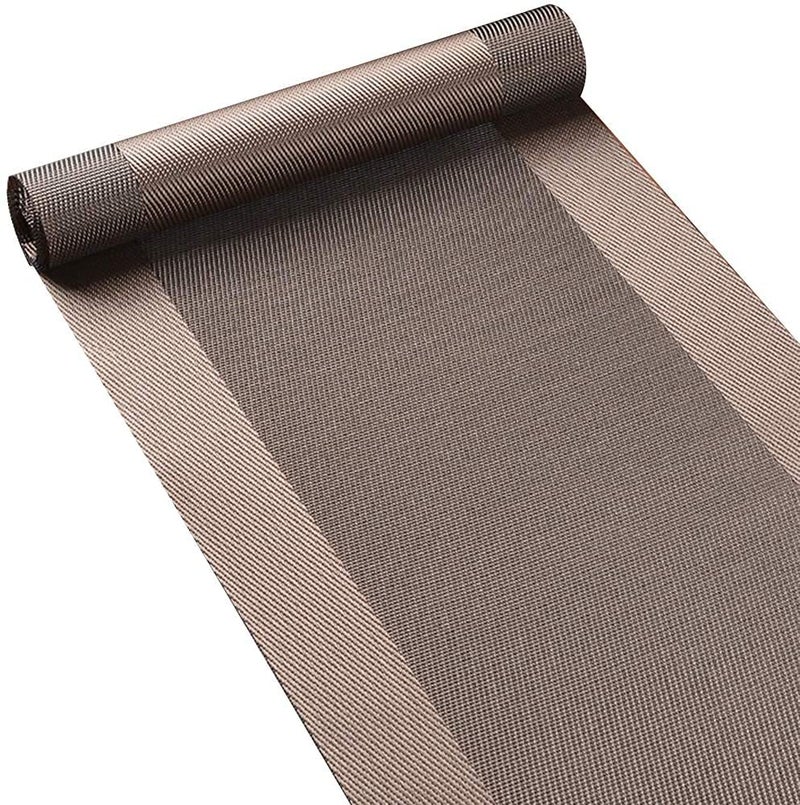 Baskety Placemat, Stain Resistant PVC Table Mats Non-Slip Coffee Mats,Cross weave Woven Vinyl Heat Resistant Kitchen Table mats for Dining Table (Brown, Table Runner) (Brown, Pack of 1) - Image 1