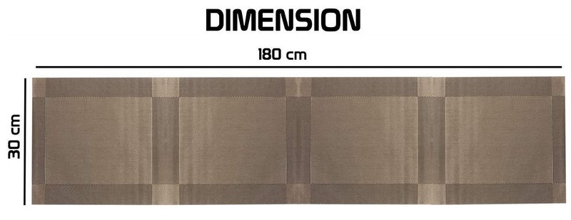 Baskety Placemat, Stain Resistant PVC Table Mats Non-Slip Coffee Mats,Cross weave Woven Vinyl Heat Resistant Kitchen Table mats for Dining Table (Brown, Table Runner) (Brown, Pack of 1) - Image 2