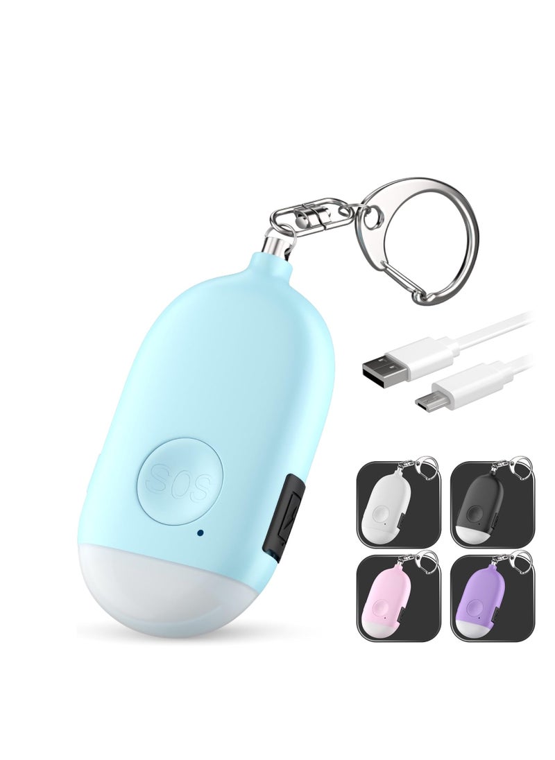 Bukela - Rechargeable Self Defense Keychain Alarm – 130 dB Loud Emergency Personal Siren Ring with LED Light – SOS Safety Alert Device Key Chain for Women, Kids, Elderly, and Joggers (Blue) - Image 1