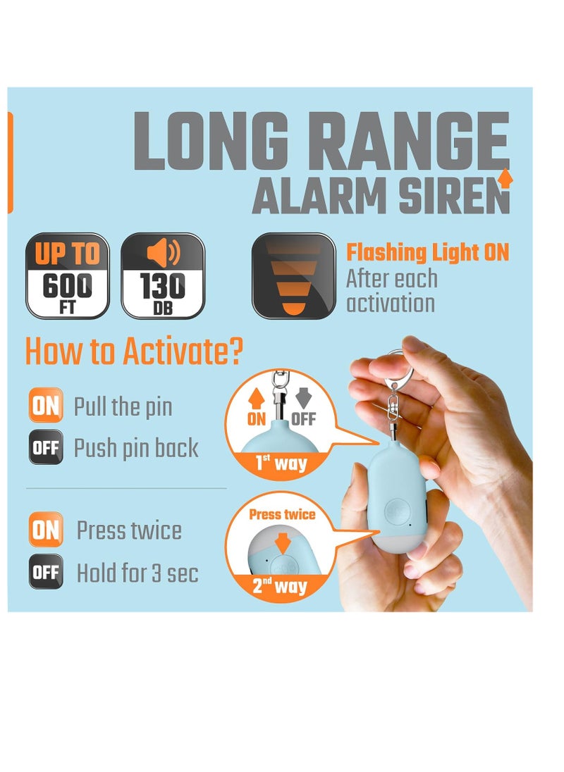 Bukela - Rechargeable Self Defense Keychain Alarm – 130 dB Loud Emergency Personal Siren Ring with LED Light – SOS Safety Alert Device Key Chain for Women, Kids, Elderly, and Joggers (Blue) - Image 1