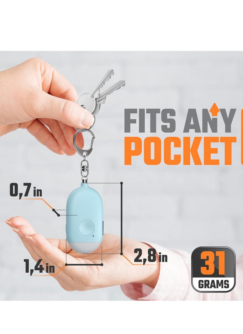 Bukela - Rechargeable Self Defense Keychain Alarm – 130 dB Loud Emergency Personal Siren Ring with LED Light – SOS Safety Alert Device Key Chain for Women, Kids, Elderly, and Joggers (Blue) - Image 1