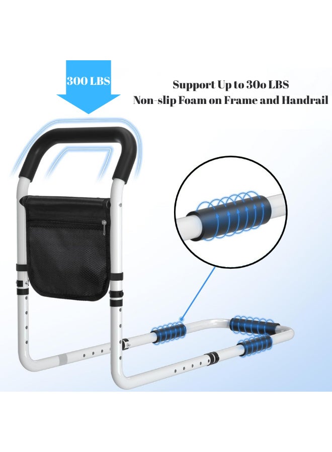 McDou Bed Rails for Elderly Adults - 5 - Height Adjustable Bed Assist Rail with Storage Pocket, 300LBS Load - Bearing Fall Prevention Bedside Grab Bar for Seniors - Image 2