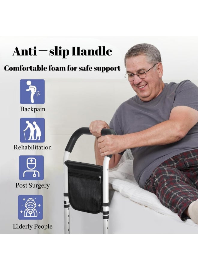 McDou Bed Rails for Elderly Adults - 5 - Height Adjustable Bed Assist Rail with Storage Pocket, 300LBS Load - Bearing Fall Prevention Bedside Grab Bar for Seniors - Image 5