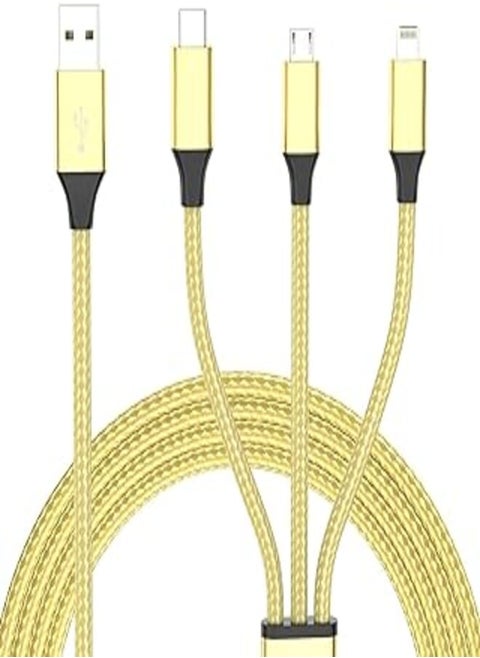 Lightning Cable, iPhone Charger Cable Nylon Braided 3 in 1 Charging Cable Multi USB Cable Fast Charging Cord with Type-C, Micro USB and IP Port, Compatible with Most iPhones & iPads (2 Pack)