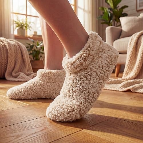 Cozylook Fuzzy Slippers for Women Indoor Soft Sole Slipper Socks with Non Slip Grippers Warm Fluffy Size 9-10 - Image 3
