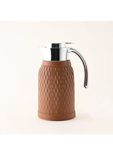 Brown Leather Vacuum Flask 1.2L
