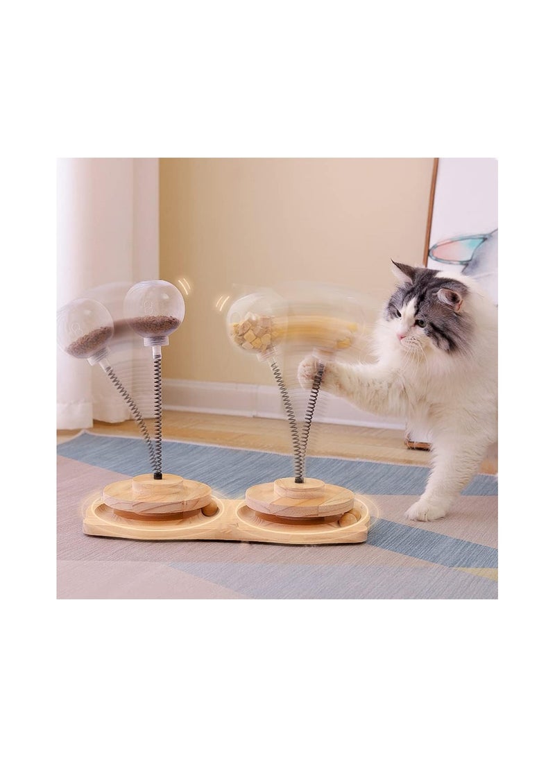 ألعاب تفاعلية للقطط المنزلية، مسار كرات دائري مزدوج بطبقتين مع كرة مكافآت ربيعية للقطط، لعبة قطط تلقائية لتغذية بطيئة - Image 5