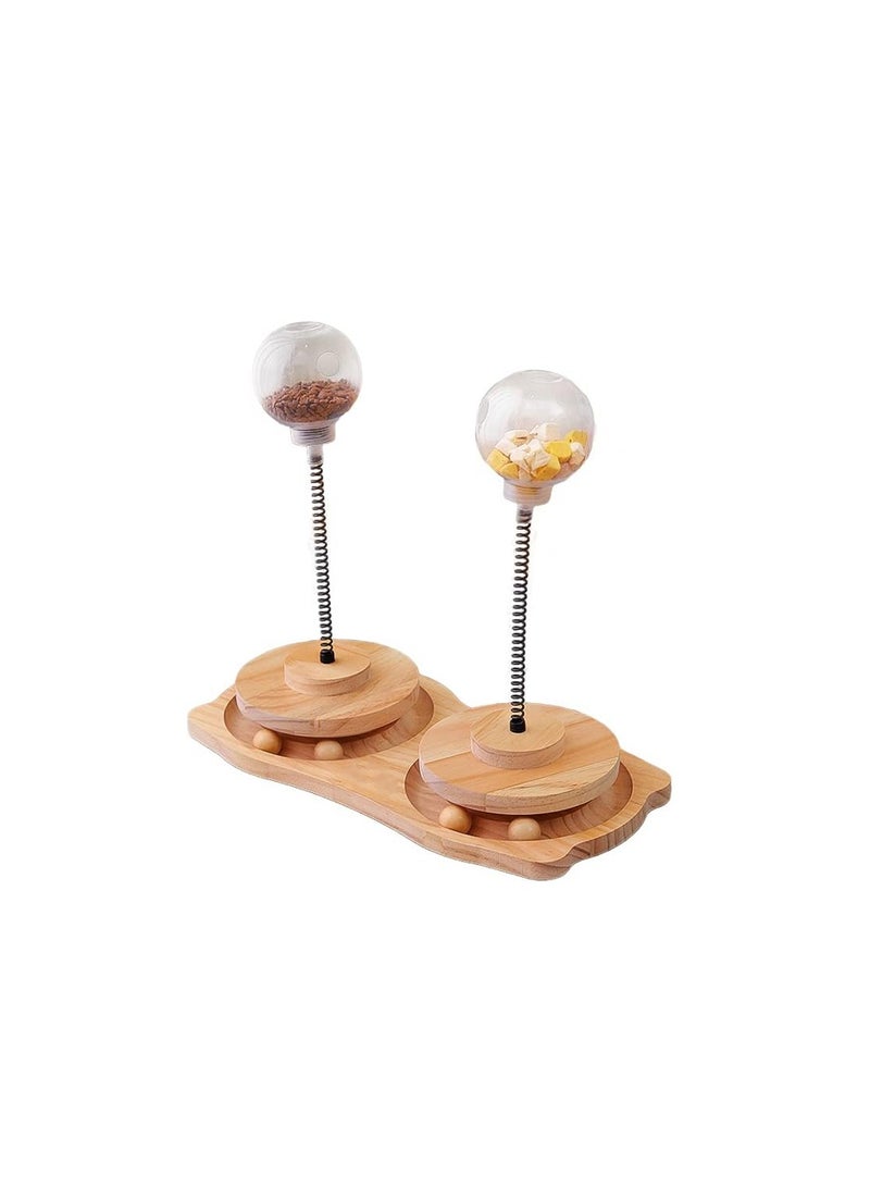 ألعاب تفاعلية للقطط المنزلية، مسار كرات دائري مزدوج بطبقتين مع كرة مكافآت ربيعية للقطط، لعبة قطط تلقائية لتغذية بطيئة - Image 2