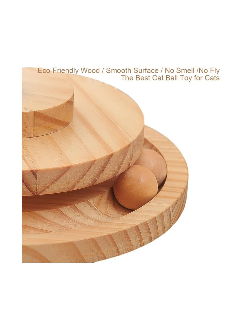 ألعاب تفاعلية للقطط المنزلية، مسار كرات دائري مزدوج بطبقتين مع كرة مكافآت ربيعية للقطط، لعبة قطط تلقائية لتغذية بطيئة - Image 3