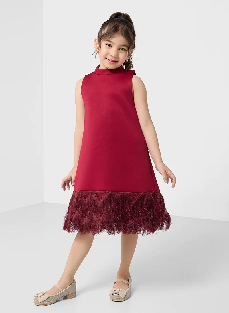 Little Golden Apple Little A Line With Fur Dress