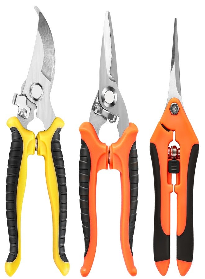 EWPJDK 3-Pack Stainless Steel Pruning Shears, Pruning Snips and Clippers for Gardening - Image 1