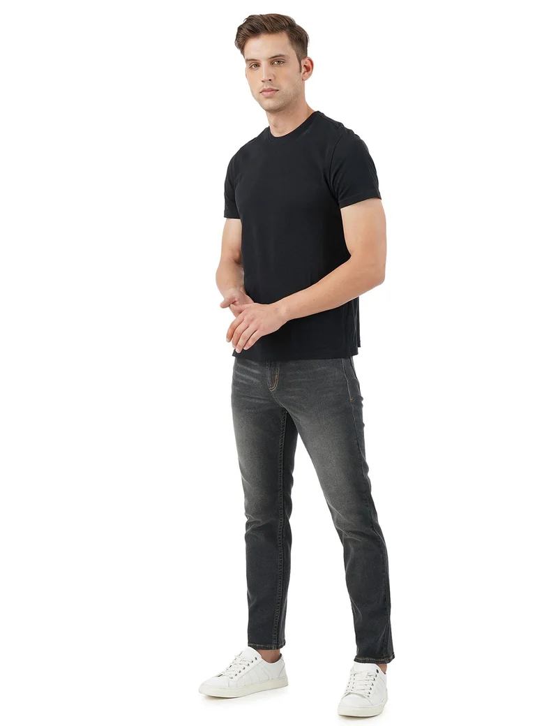 inkd جينز رجالي عادي - متوسط الارتفاع | مزيج القطن |  قماش قابل للتمدد | غرزة التباين | تصميم كلاسيك 5 بوكت