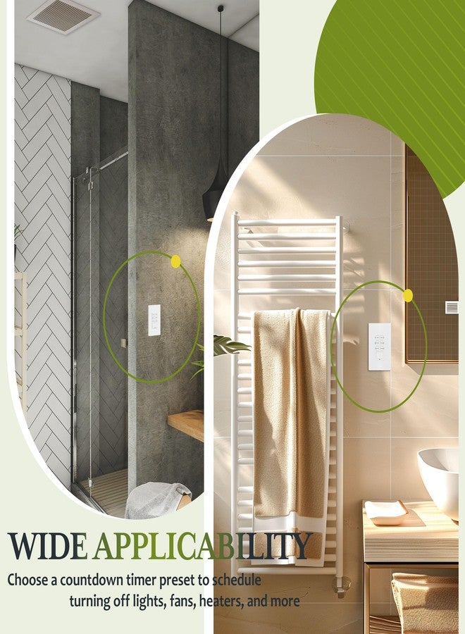 TG 30-Min Countdown Timer Switch for Bathroom Fans and Lights, Neutral Wire Required Wall Switch Timer, 1-5-10-15-20-30 Min, UL Listed, Screwless Wall Plate Included, TS-C30M, White - Image 2