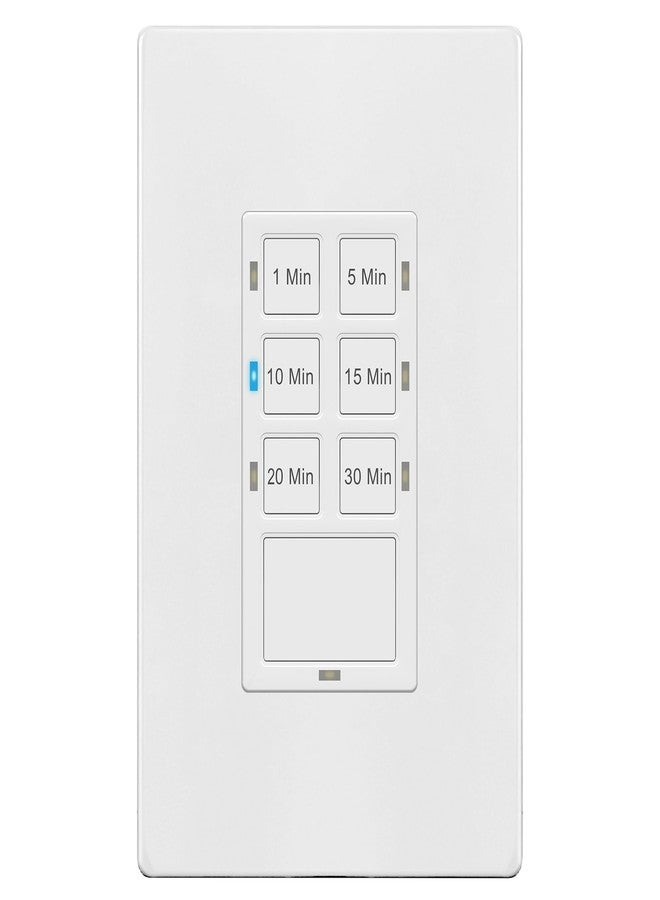 TG 30-Min Countdown Timer Switch for Bathroom Fans and Lights, Neutral Wire Required Wall Switch Timer, 1-5-10-15-20-30 Min, UL Listed, Screwless Wall Plate Included, TS-C30M, White - Image 1