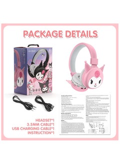 Sanrio Kuromi Kids Over Ear Headphones, Kids Bluetooth Headphones, Cat Ear Bluetooth Headphones with Microphone, TF Card, Kids Sanrio Headphones for Teens, Boys, Girls (Pink) - pzsku/ZA8EC43FD1F5A15919234Z/45/_/1739243614/2133e609-b560-4255-ae19-cd6418bc4302