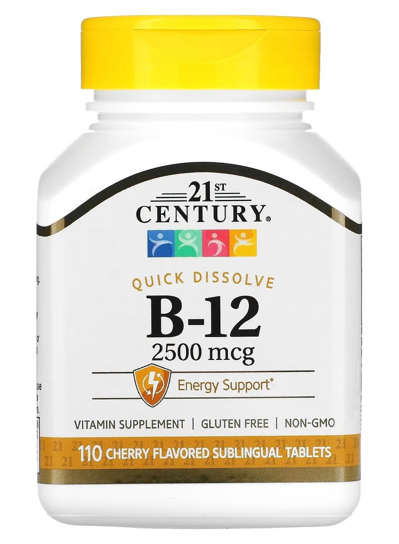 القرن الحادي والعشرين، فيتامين ب-12، نكهة الكرز، 2500 ميكروغرام، 110 أقراص تحت اللسان