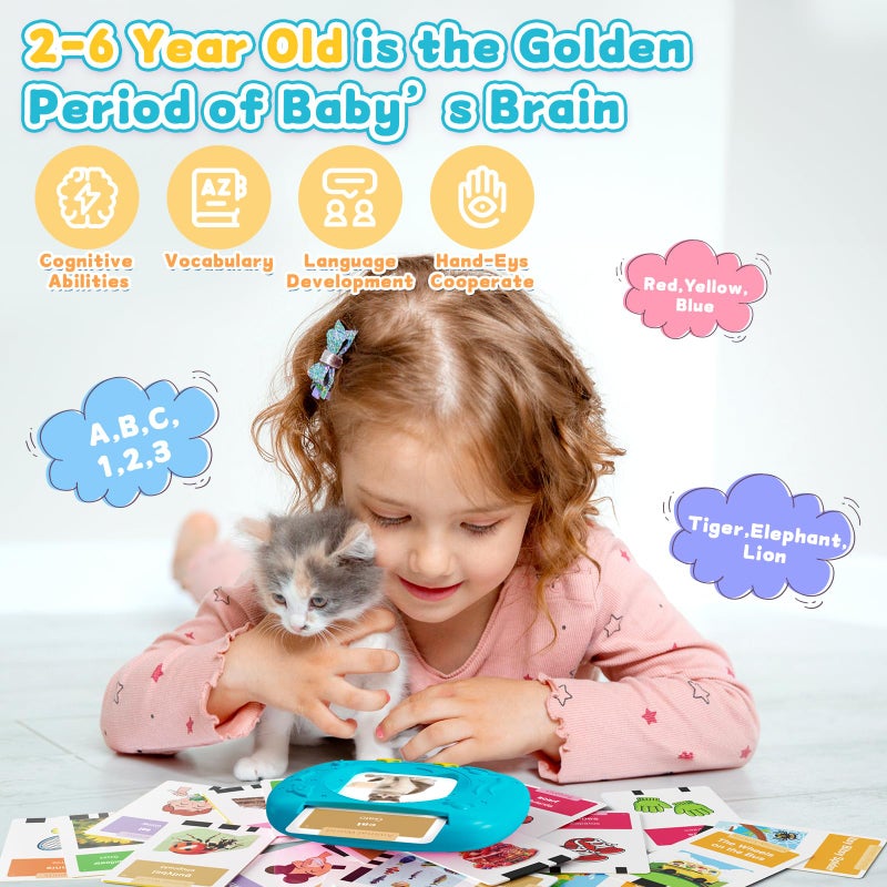 Homestec Toddlers Bilingual Spanish & English Talking Flash Cards With 288 Sight Words  Speech Therapy Toys For 3 4 5 6 Years Old Boys And Girls  Learning Educational Kids Gifts (Blue) - Image 2