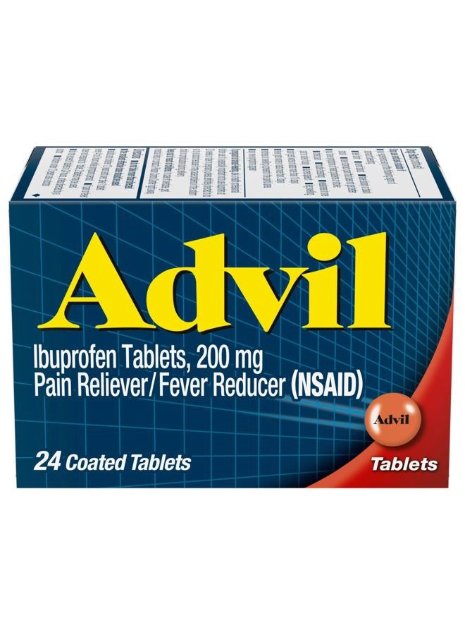 Advil مسكن للألم وخافض للحرارة، إيبوبروفين 200 ملغ لتخفيف الألم - 24 قرص مغلف - Image 1