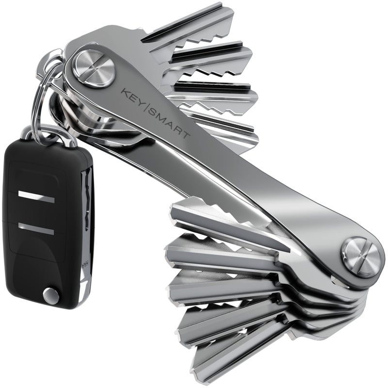 key smart KEYSMART Key Holder for Keychain Key Ring - Compact Key Organizer Key Chain Key Case, Minimalist Pocket-Sized EDC Keychain, Loop Piece for Car Fobs, Expandable (up to 14 Keys, Titanium)  - Image 1