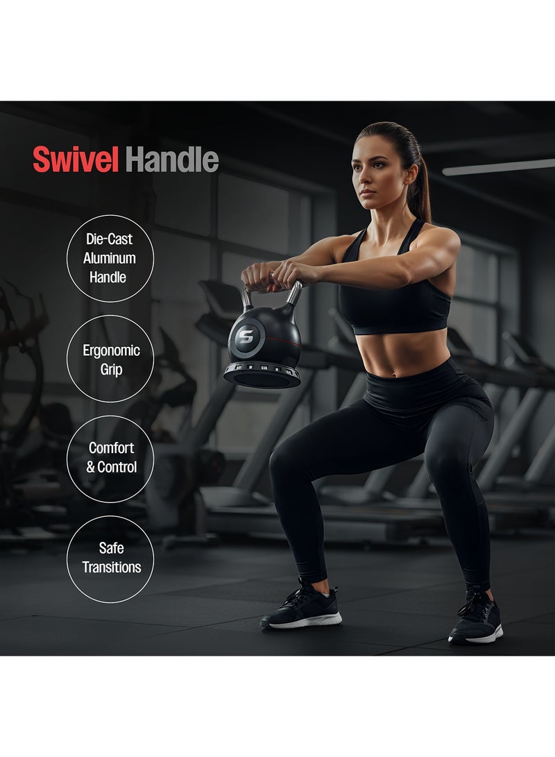 Sparnod Fitness SK-12 Adjustable Kettlebell 10kg – 7-in-1 Adjustable Weight System, One-Hand Adjustment Ergonomic Grip, Steel & ABS Build Safe, Compact Full-Body Workouts - Image 4