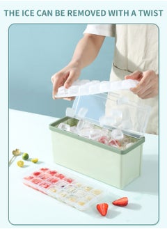 LEOKOR Ice Cube Tray with Lid and Storage Box Easy Release 63 Small Nugget Ice Tray Flexible Ice Cube Molds with Scoop and Cover  - Image 5