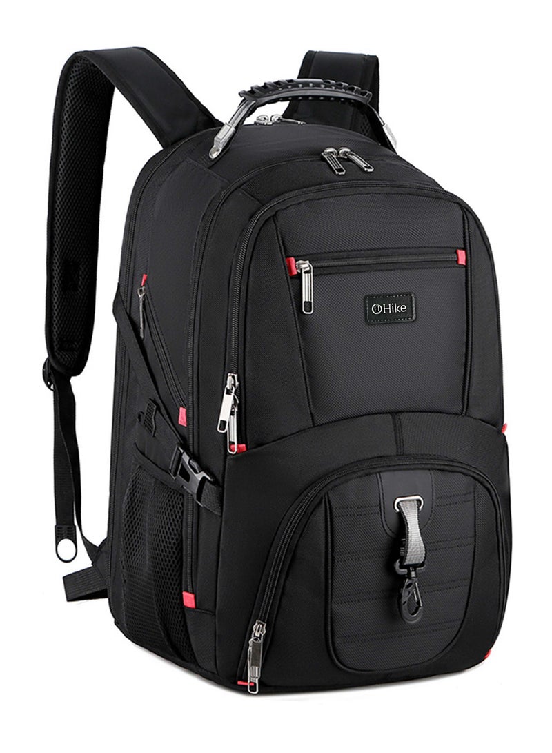 هايك Unisex Laptop Backpack Water Resistant Carryon Daypack with Built in USB Port and Separate Laptop Compartment for Travel/Business/College, HK8001- BLACK - Image 4