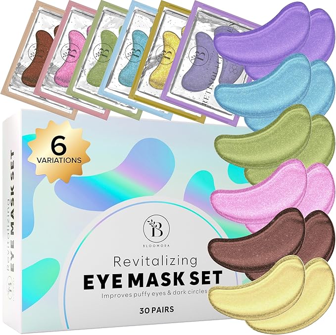 BLOOMORA Variety Under Eye Gel Patches 30 Pairs Eye Masks for Puffy Eyes Collagen Eye Patches Under Eye Patches for Dark Circles Puffiness Under Eye Mask for Eye Care - Image 1