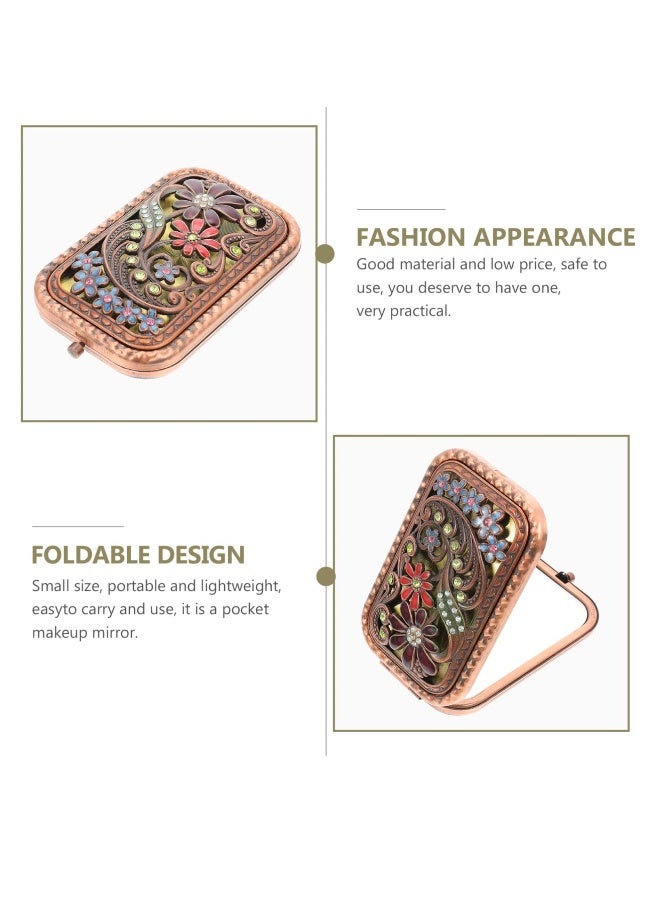 Compact Dual Sided Folding Handheld Mirror for Travel Lightweight Decorative Makeup Purse Size Mirror - Image 2
