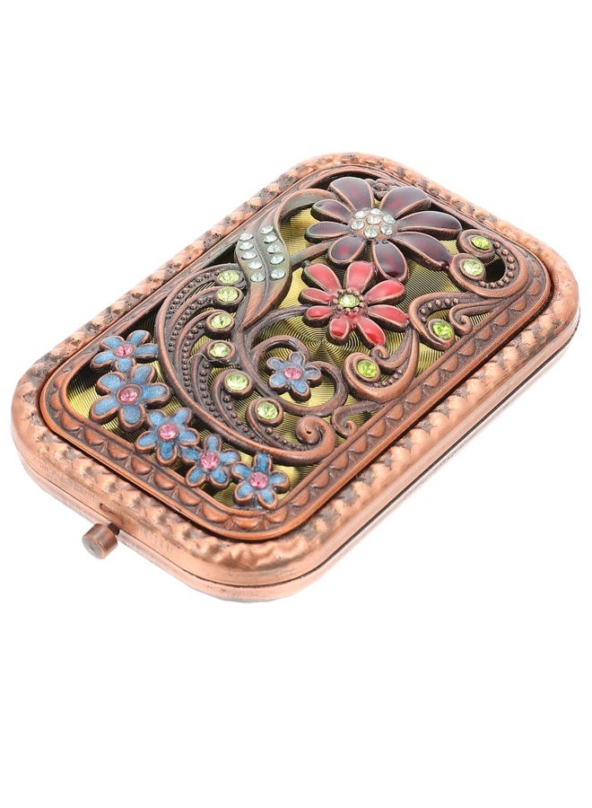 Compact Dual Sided Folding Handheld Mirror for Travel Lightweight Decorative Makeup Purse Size Mirror - Image 1